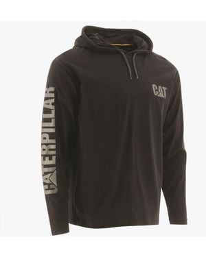 Caterpillar 1510425 Cotton Hooded Long Sleeve T-Shirt - Black