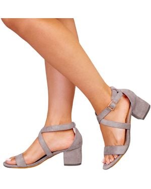 Where's That From Amber Strappy Suède Peep Toe Medium Blokhak Sandalen (lichtgrijs) - Naturel