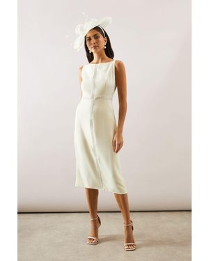 Wallis Beaded Trim Pencil Dress - Natural