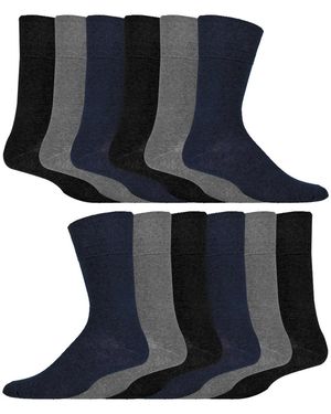 IOMI 12 Pair Multipack Gentle Grip Top Diabetic Socks - Black