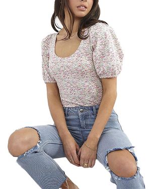 Brave Soul Navadagrn Bodysuit Ditsy Floral Soft Cotton Casual Top New - Blue