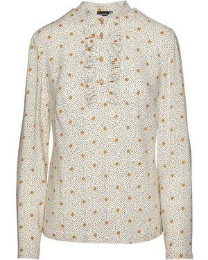 Conquista Print Blouse With Ruffle Detail - White