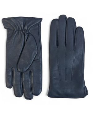 Infinity Leather Italian Warm Wool Lining Winter Riding Driving Casual Gloves - Blue