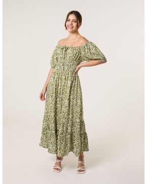 Blue Vanilla Tie Front Shirred Dress - White