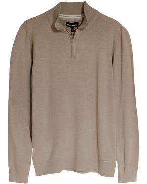 Threadbare Zip Neck Jumper - Brown