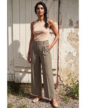 Roman Tweed Wide Leg Trouser - Brown