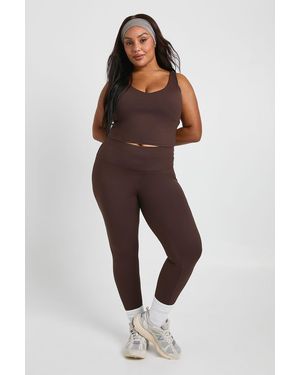 Boohoo Plus Super Soft Sculpt Seam Detail Legging - Brown