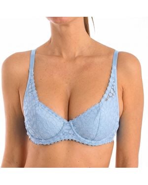DIM Push-Up Underwire Bra With Floral Lace 00Dfe - Blue