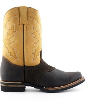Grinders Tan Leather Cowboy Chelsea Boots- Frontier - Brown