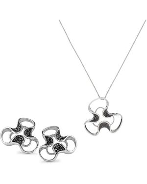 Orphelia 925 Sterling Set: Chain-Pendant + Earrings - Metallic