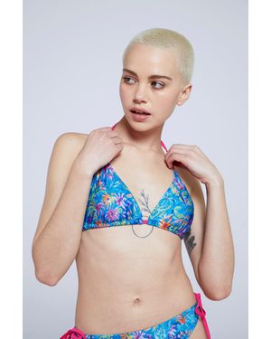Mountain Warehouse 'Riviera' Printed Triangle Bikini Top With Removable Cups Swimwear - Blue
