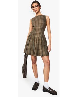 Boohoo Flannel Pleated Tailored Dress - Multicolour
