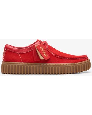 Clarks Torhill Lo Suede Shoes - Red