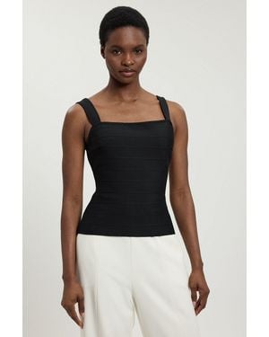 Karen Millen Figure Form Bandage Strappy Top - Black