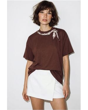 Bianco Lucci Cotton Elastane T-Shirt - Brown