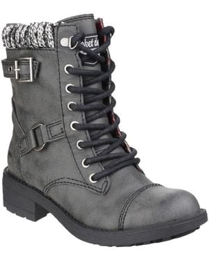 Rocket Dog Ladies Thunder Biker Boots Faux Leather - Black