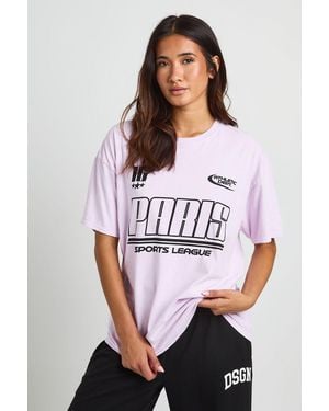 Boohoo Paris Sports Leisure Printed Oversized T-Shirt - White