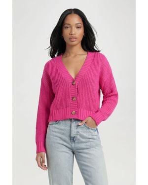 Boohoo Button Through Crop Cardigan - Pink