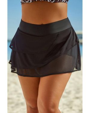 Everyday the Label Full Size Layered Swim Skirt - Black