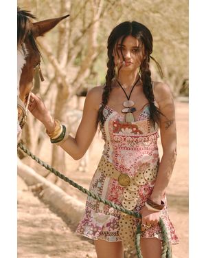 Boohoo Paisley Chiffon Mini Dress - Brown