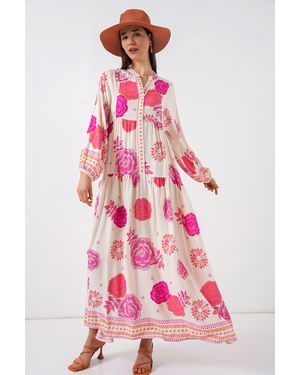 Bigdart Gepubliceerd V-Hals Maxi Jurk - Roze