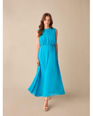 Ro&zo Petite Lucia Gathered Waist Maxi Dress - Blue