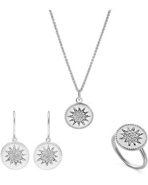 Orphelia 'shine' Dames 925 Sterling Zilveren Set: Ketting + Oorbellen + Ring - Metallic