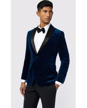 Ted Baker Slim Fit Velvet Jacket Cotton - Blue