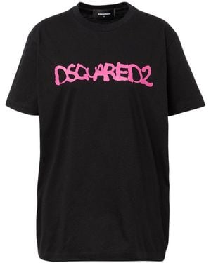 DSquared² Graffiti Spray Logo T-Shirt Cotton - Black