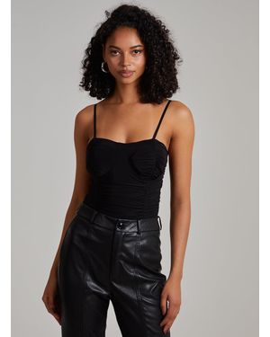 Pink Vanilla Ruched Cupped Strappy Bodysuit - Black