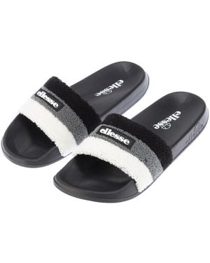 Ellesse Triply Stripe Patterned Open Toe Slides - Black