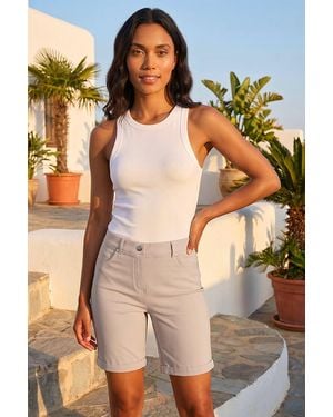 Roman Turn Up Stretch Shorts - Natural