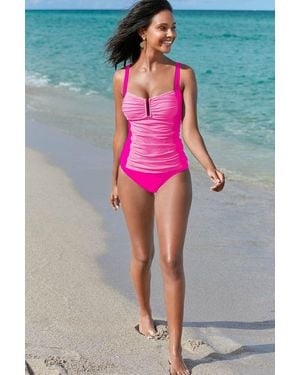 Azura Exchange Tankini Met Rimpeldetail Op De Bovenkant - Roze