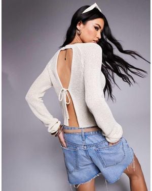 ASOS Knitted Open Back Jumper - Grey