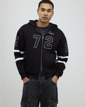 River Island Hoodie Oversized Fit 72 Palais Cotton - Black