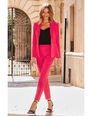 Sosandar Raspberry Tuxedo Blazer Jacket - Pink