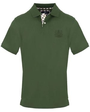 Aquascutum Embroidered Collared Neck Short Sleeve Polo Shirt - Green