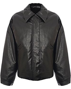 Kassl Oil Slick Crop Bomber Jacket - Black