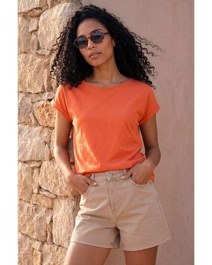 Roman Plain Stretch Cotton Jersey T-Shirt - Orange
