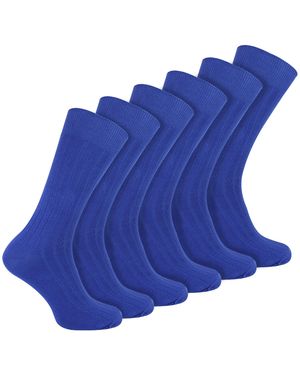Sock Snob Plain Coloured Cotton Rich Ribbed Dress Socks - Blue