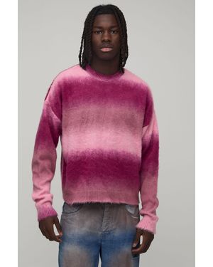 BoohooMAN Relaxed Boxy Brushed Ombre Knitted Jumper - Pink