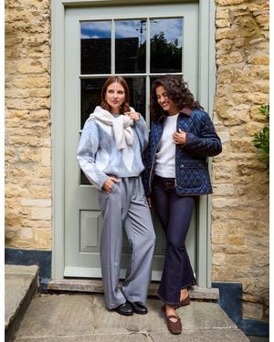 Blue Vanilla Diamond Quilted Cord Collar Coat - Blue