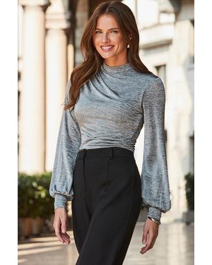 Sosandar Marl Draped Detail Top - Grey