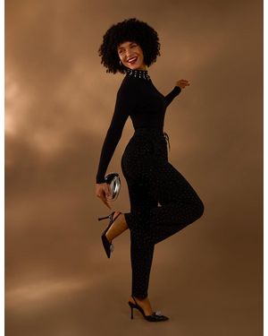 Blue Vanilla Rhinestone Detailed Trousers - Brown