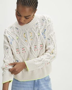 River Island Jumper Floral Embroidered - Grey