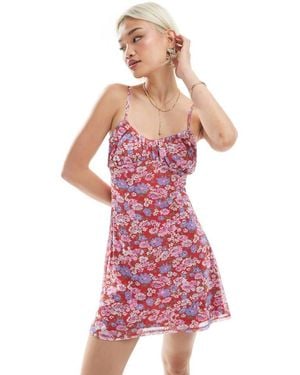 ASOS Mesh Cami Ruched Bust Mini Dress - Pink