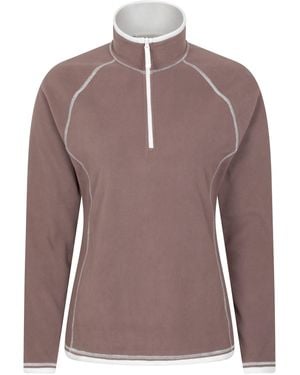 Mountain Warehouse 'Montana' Microfleece Jacket Half Zip Breathable Quick Dry Jumper - Brown