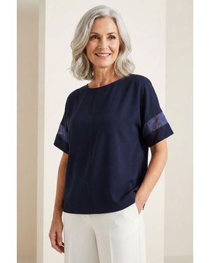 Secret Label Round Neck Kimono Top - Blue