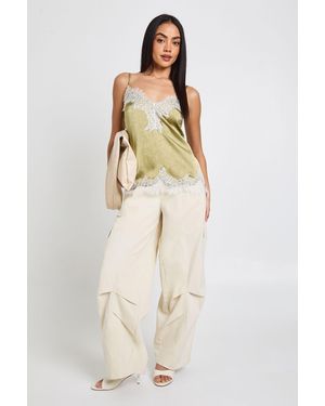 Boohoo Twill Balloon Cargo Trousers - Natural