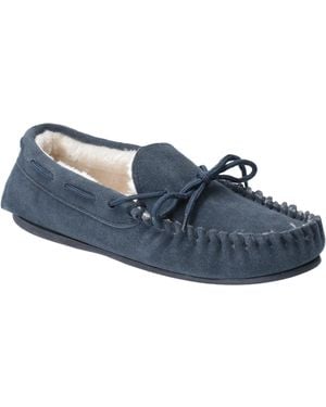 Hush Puppies Ladies Allie Slip On Leather Slipper - Blue